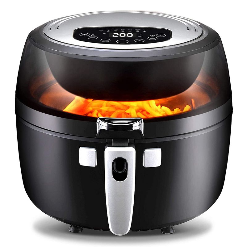 NutriChef PKAIRFR75 Kitchen Countertop Electric 1350 Watt Air Fryer Oven Cooker with Grill Plate and 6.8 Quart Cooking Basket (2 Pack)