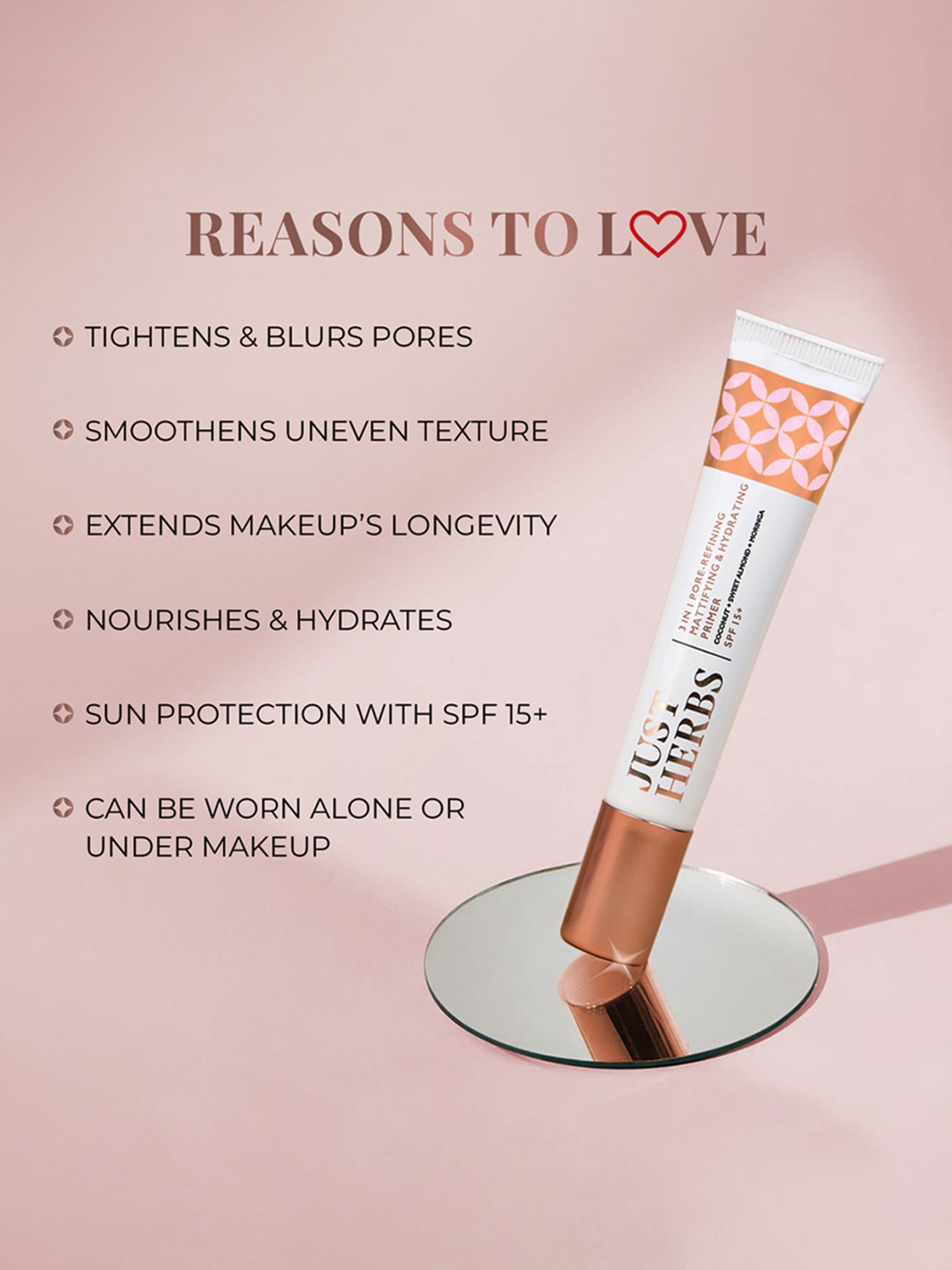 JUST HERBS 3 In 1 Pore Refining Mattifying & Hydrating Primer - 20 gm