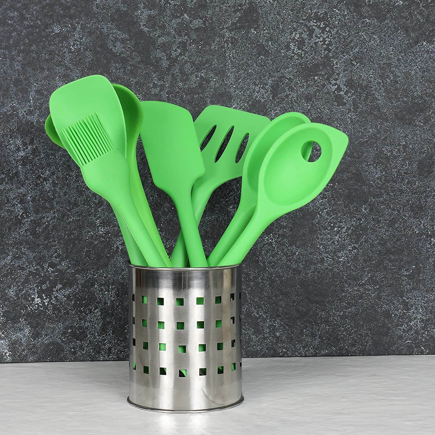 Chef Craft Silicone Spaghetti Pasta Fork Dishwasher Safe Stain Resistant (Green)