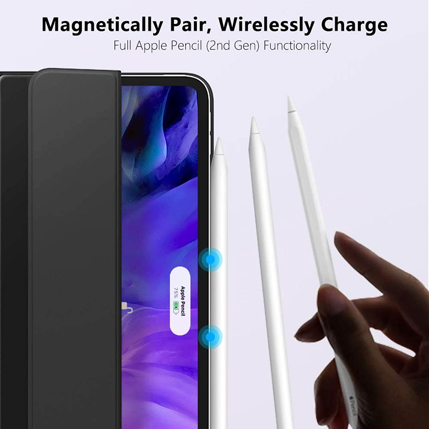 MoKo Magnetic Smart Folio Case Fit iPad Pro 11 Case 2018 - [Support Apple Pencil Magnetically Attach Charge/Pair] Slim Lightweight Shell Stand Cover, Auto Wake/Sleep for iPad Pro 11 Inch - Black