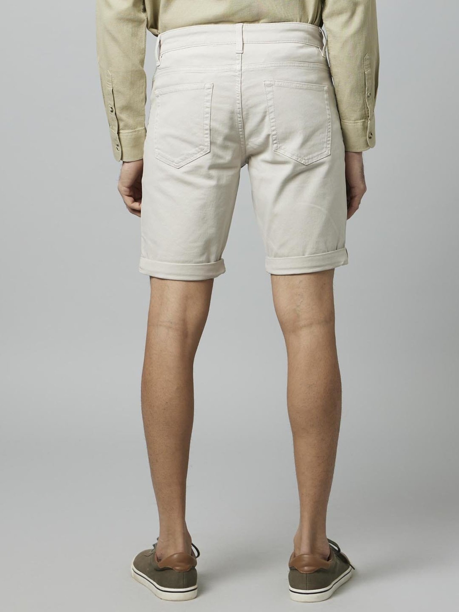 Celio* White Cotton Regular Fit Shorts