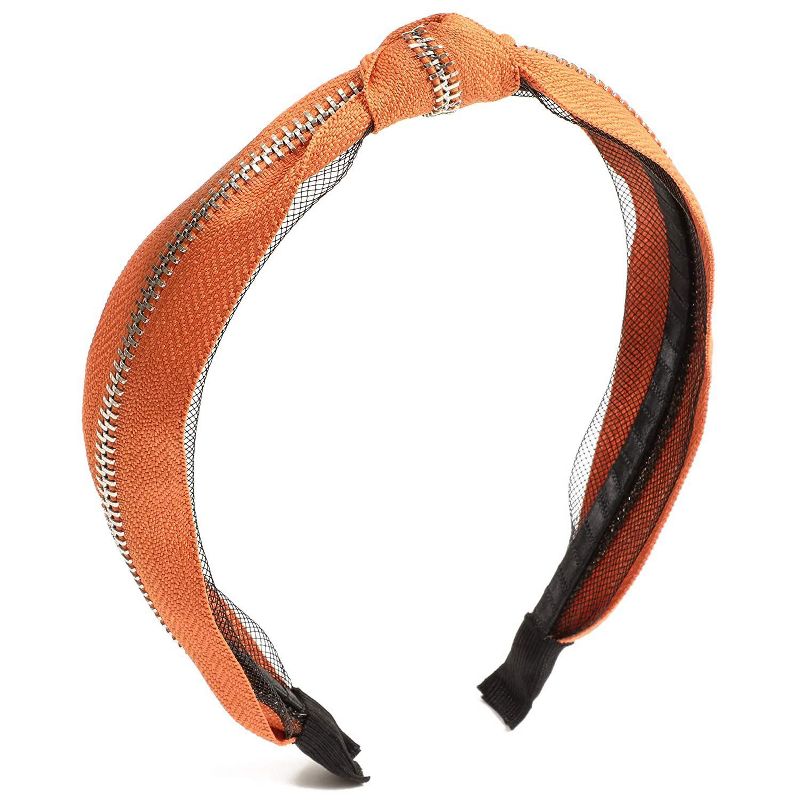 Glamlily 2 Pack Top Knot Women's Headbands with Zipper (Yellow and Orange, 5.5 x 1.25 x 7 in)