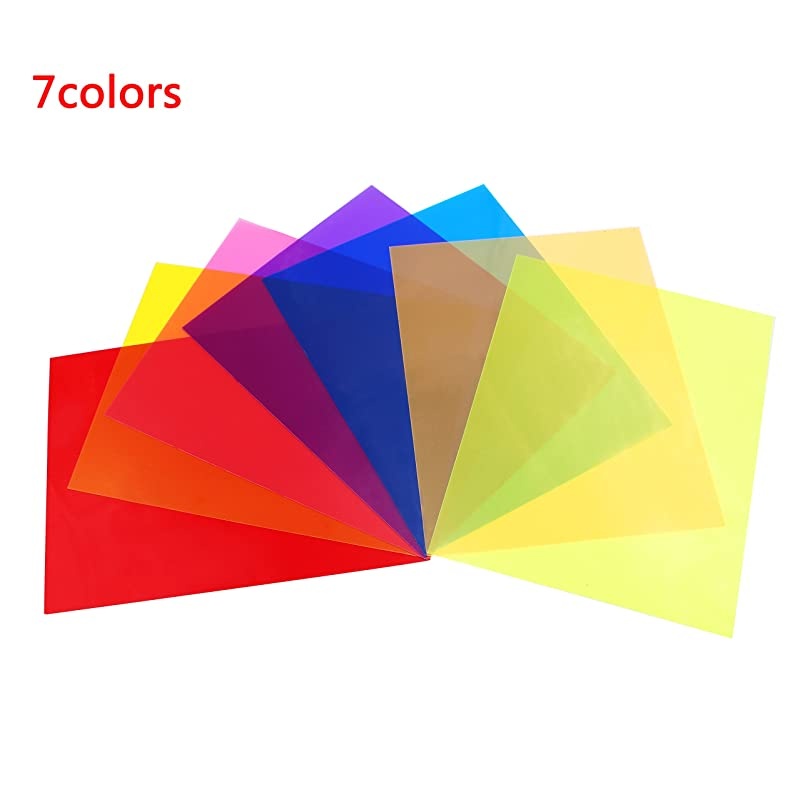 Pack Colored Overlays Transparency Color Film Plastic Sheets Correction Gel Light Filter Sheet, 8.5 by 11 Inch,7 Assorted Colors