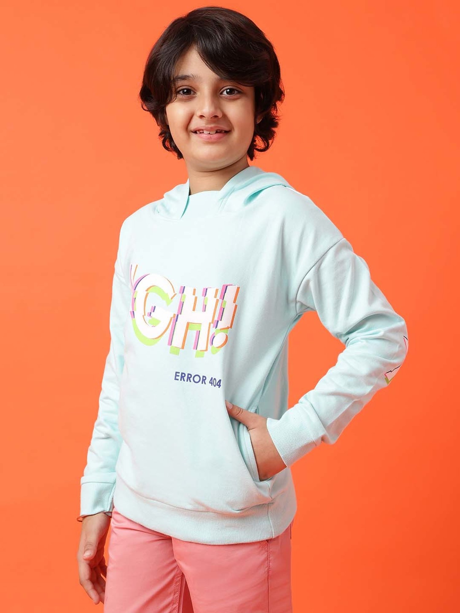 Tales & Stories Kids Aqua Blue Printed Full Sleeves Sweatshirt