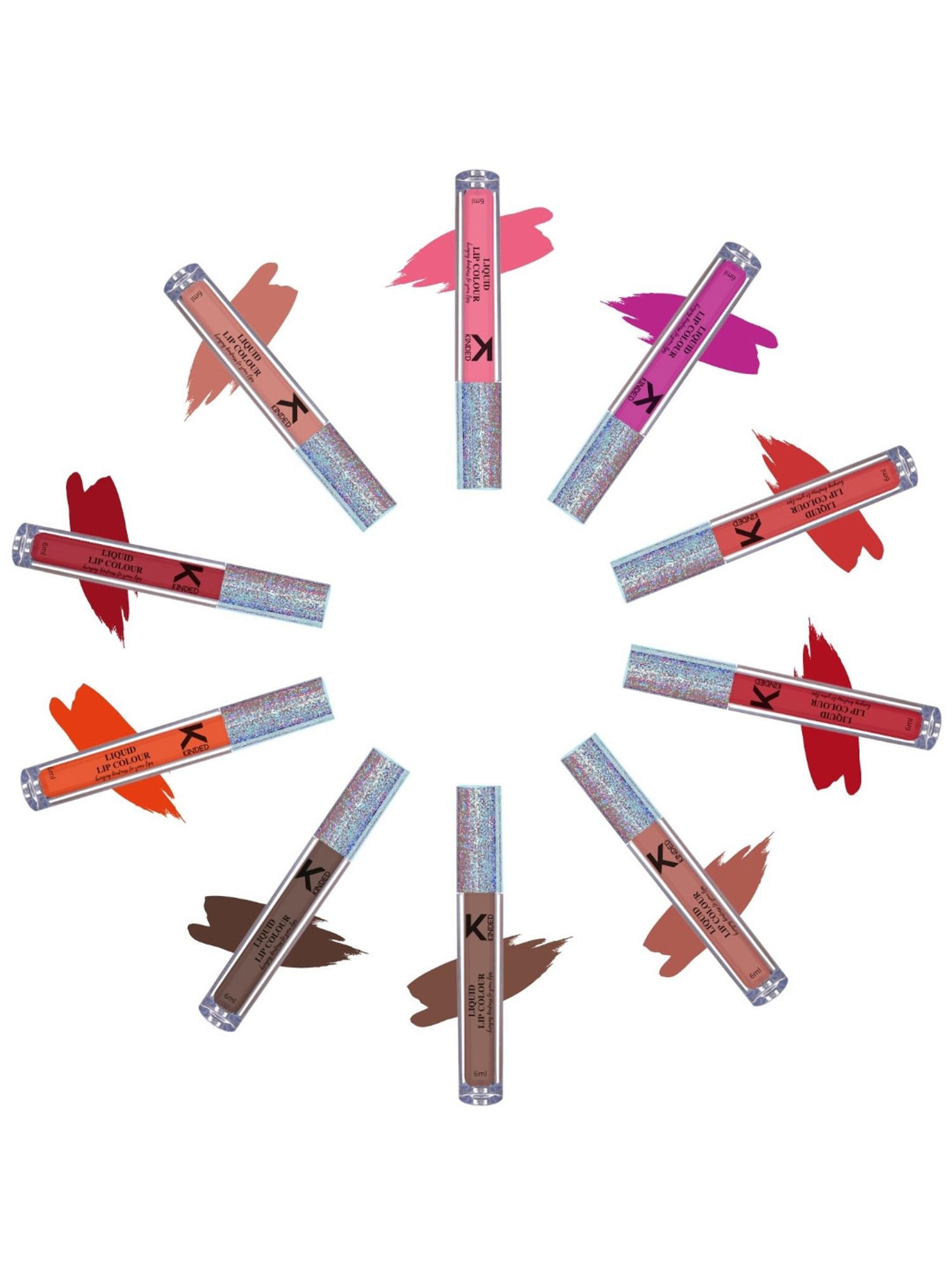 KINDED Liquid Lip Colour Set, Pack of 10
