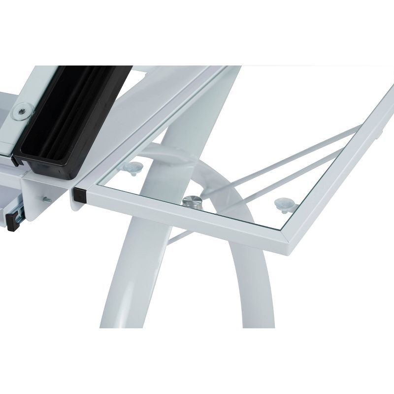 Futura Craft Station with Folding Shelf-White/Clear Glass