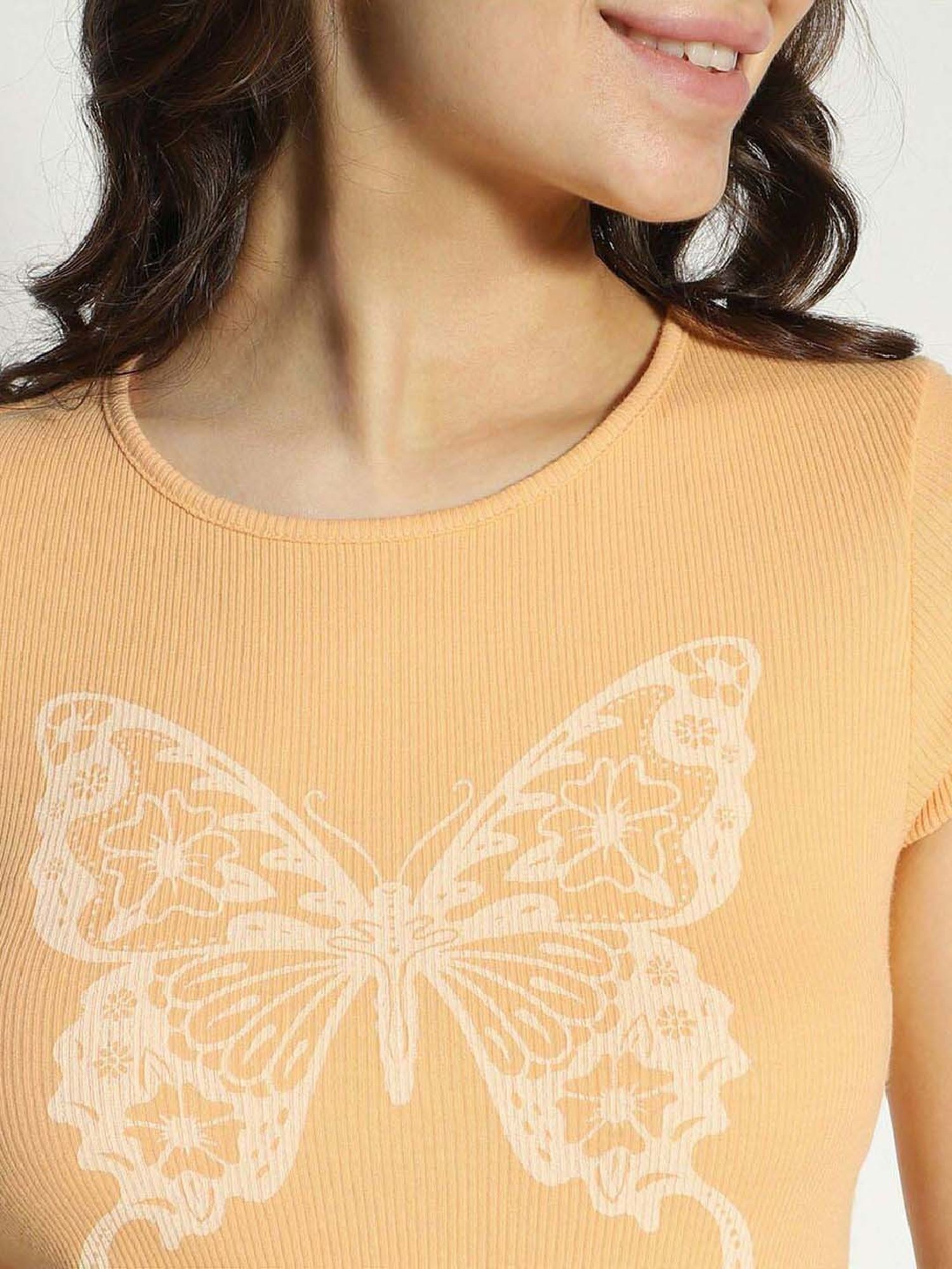 American Eagle Outfitters Orange Printed T-Shirt