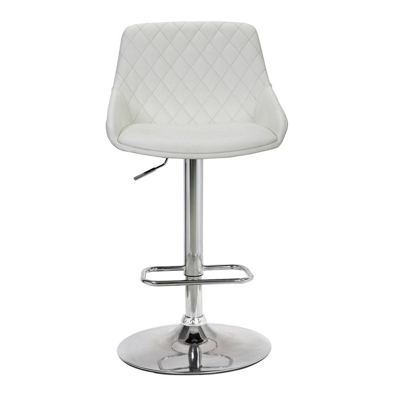 Anibal Contemporary Adjustable Barstool Chrome/White - Armen Living