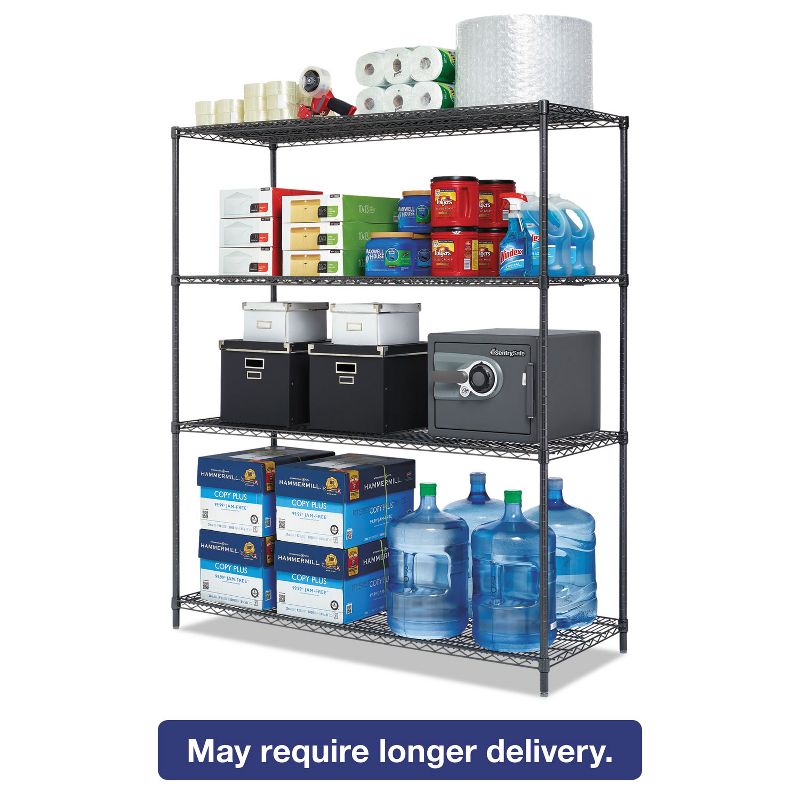 Alera All-Purpose Wire Shelving Starter Kit, 4-Shelf, 60 x 24 x 72, Black Anthracite+ SW206024BA