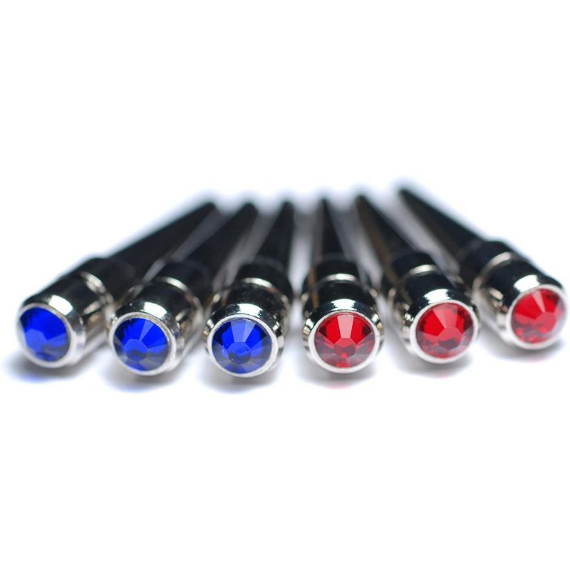 WE Games Chrome Cribbage Pegs with Swarovski Austrian Crystals in Assorted Colors & Velvet Pouch - Set of 6 (2 Colors, 3 Pegs in Each Color)