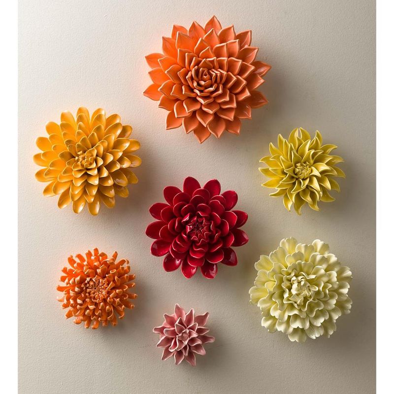 VivaTerra "Bright" Ceramic Wall Flower Collection, Set of 7