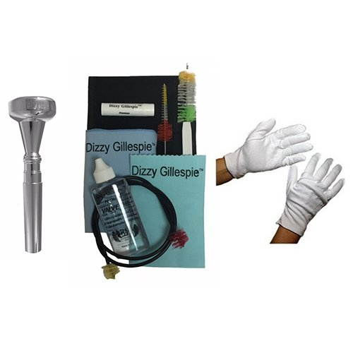 Dizzy Gillespie Elite Series Trumpet Mouthpiece Pack w/Dizzy Gillespie Paramount Series Silver Trumpet Care & Cleaning Kit +Bonus Marching Gloves