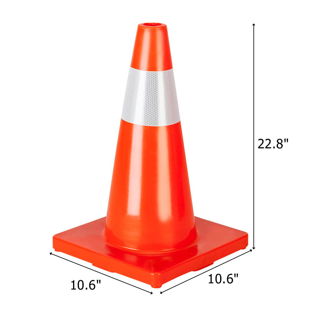 10Pcs Traffic Cones 18" Orange Slim Fluorescent Reflective Road Safety Parking Cones