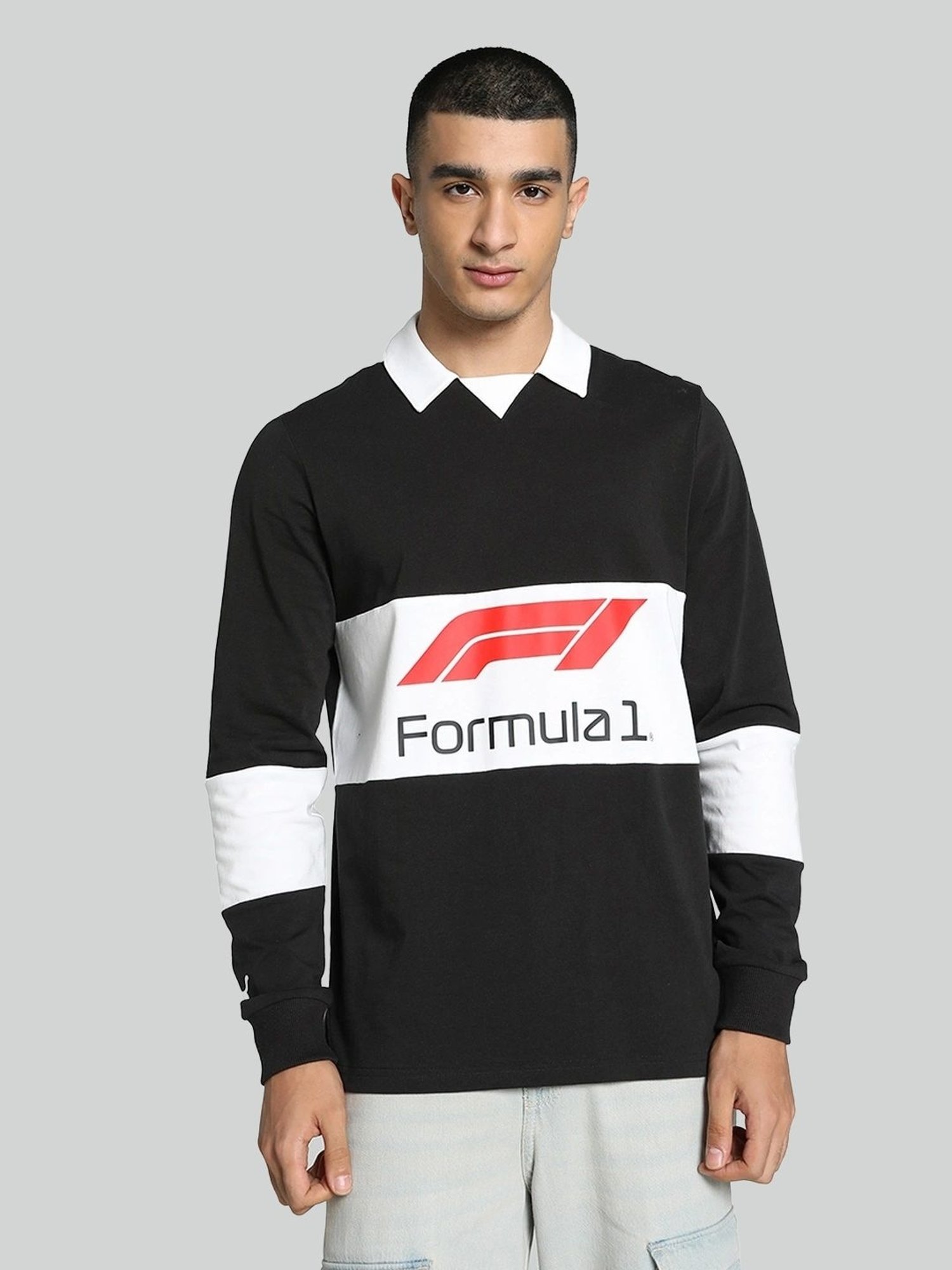 Puma Black Cotton Regular Fit Polo T-Shirt
