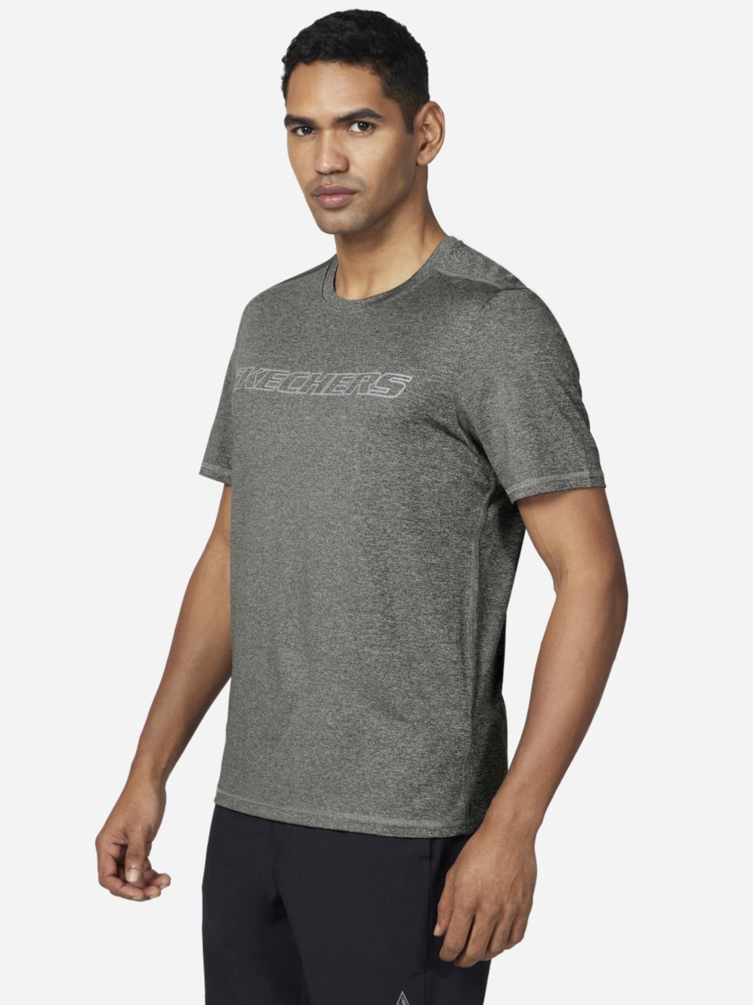 Skechers Grey Regular Fit Printed T-Shirt