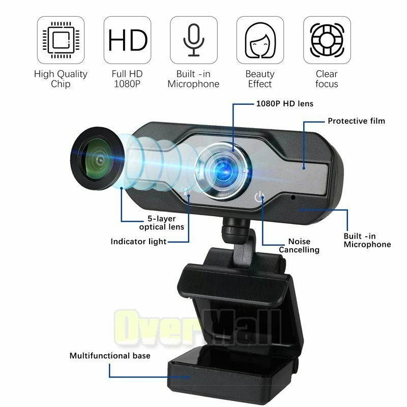 1080 P Full HD USB Webcam for PC Desktop  Laptop Web Camera with Microphone