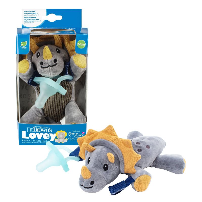 Dr. Brown's Animal Lovey Pacifier & Plush Holder - Triceratops