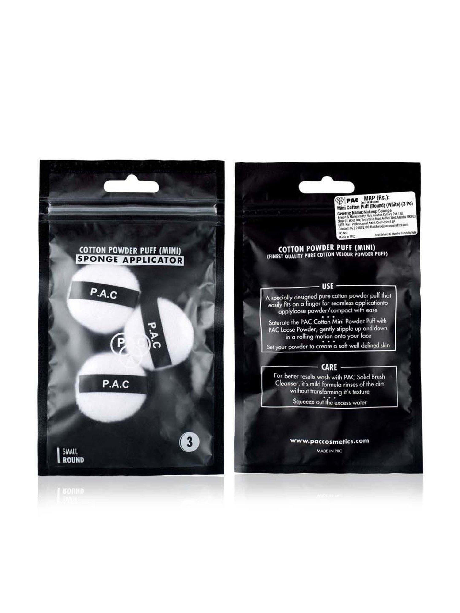 PAC Mini Cotton Puff Round White - 3 Pcs