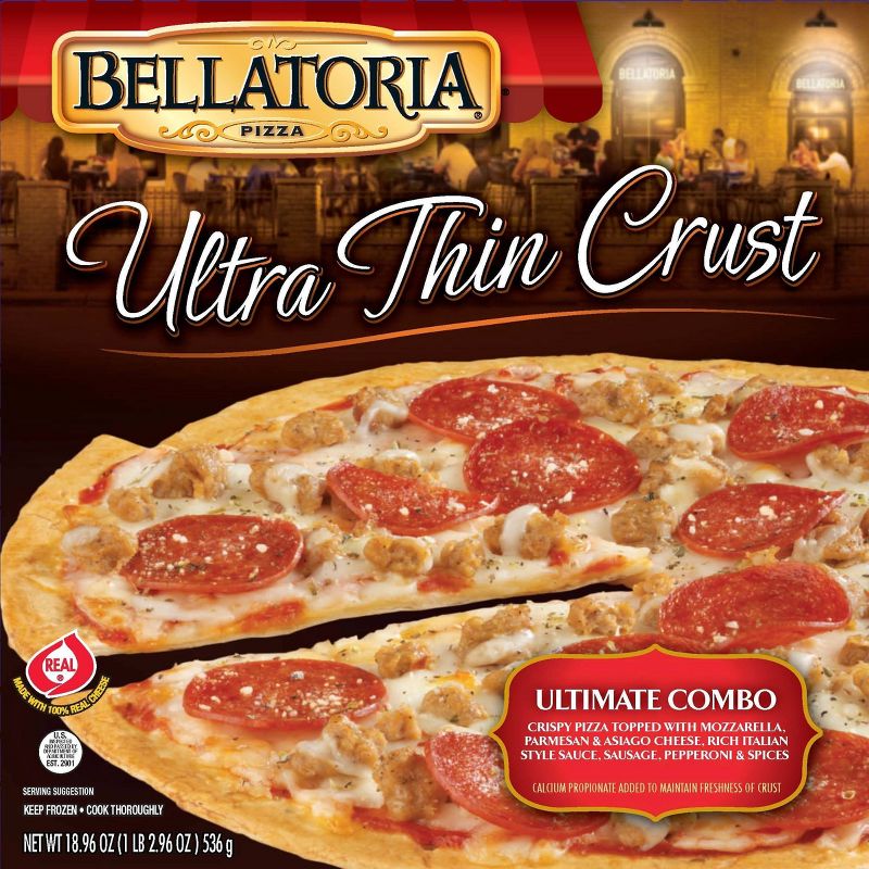 Bellatoria Ultra Thin Crust Ultimate Combo Frozen Pizza - 18.96oz