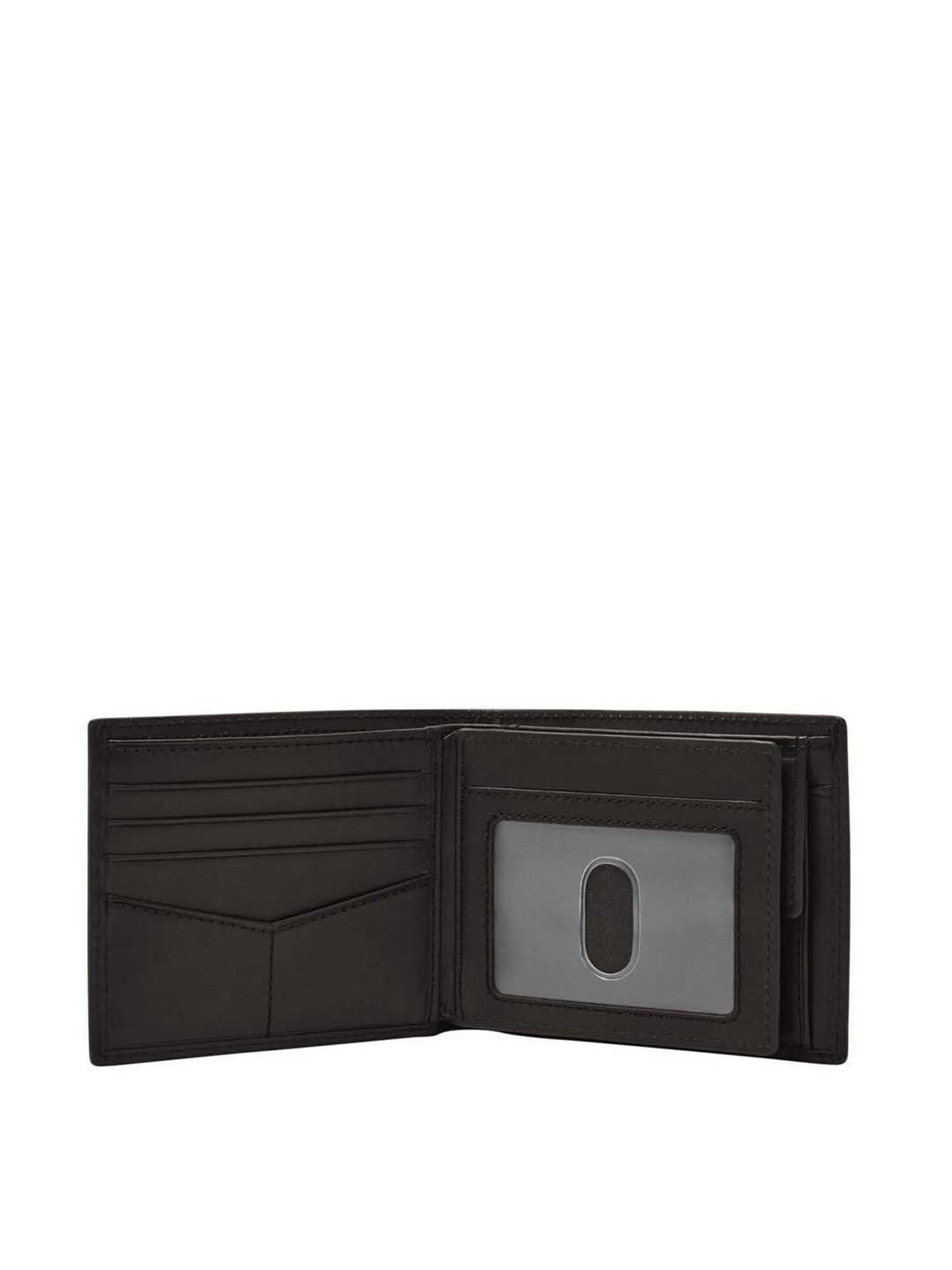 Fossil Derrick Black Leather Bi-Fold Wallet for Men