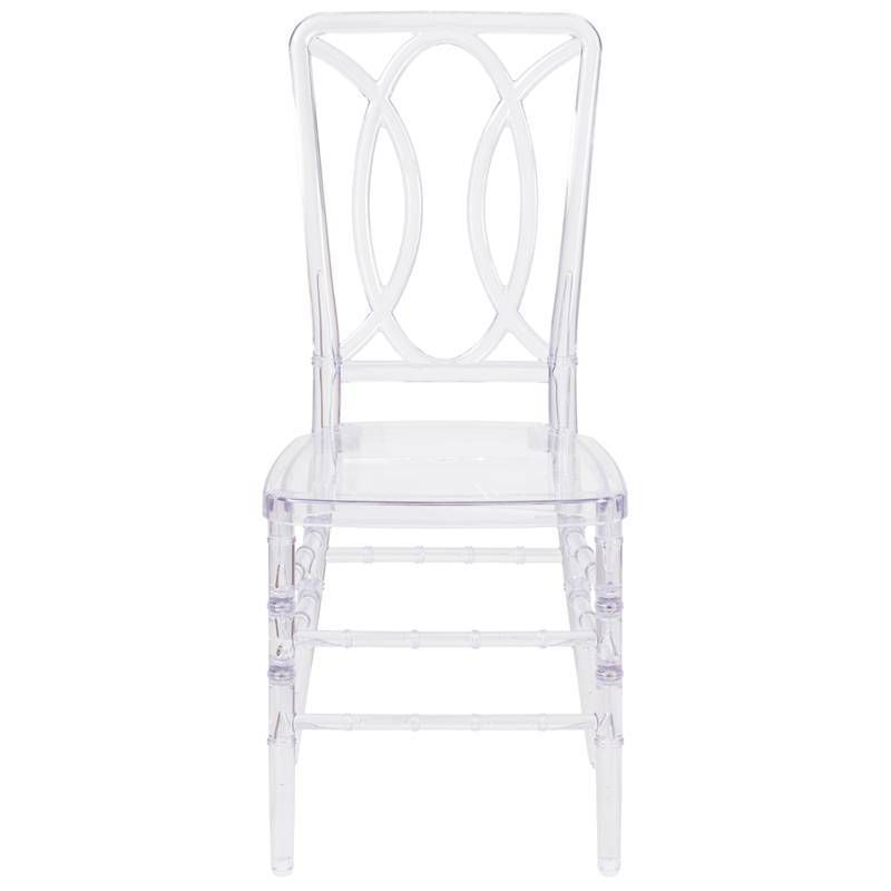 Flash Elegance Ghost Stacking Chair with Designer Back Crystal Ice - Riverstone Furniture Collection