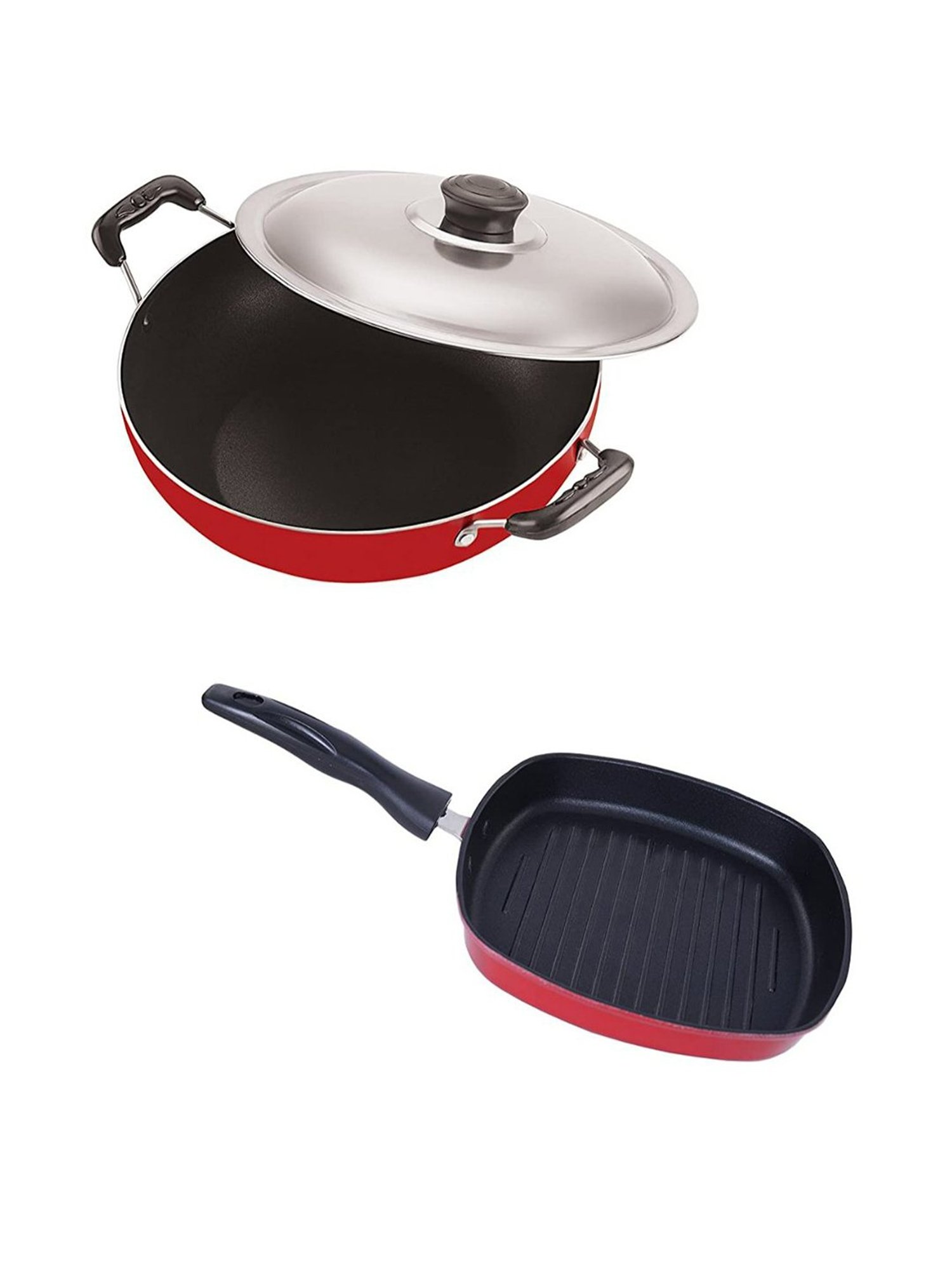 Nirlon Red Aluminium Non-Stick Kitchenware Essential Combo Set of 2