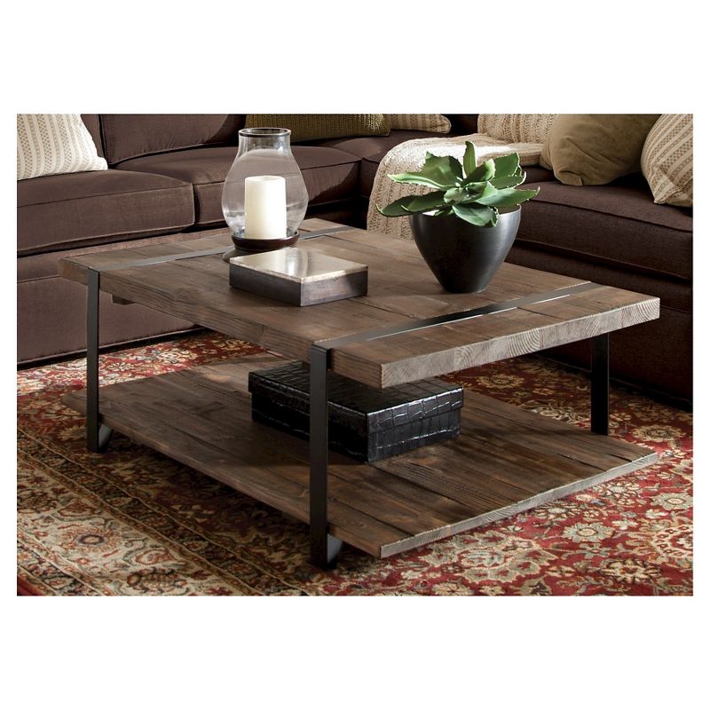 48" Modesto Solid Wood and Metal Coffee Table Brown - Alaterre Furniture