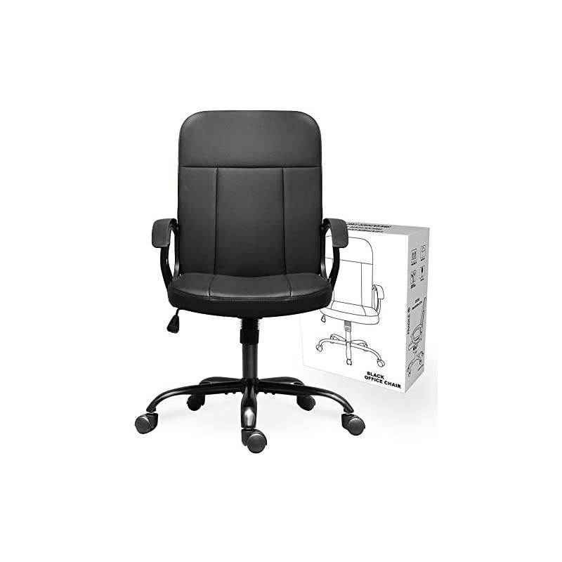 Chair, Mid Back Leather Desk Chair, Computer Swivel Task Chair, Ergonomic Executive Chair with Armrests