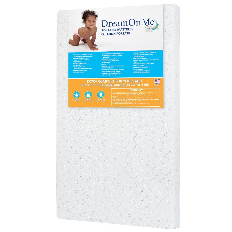 Dream On Me 3" Extra Firm Portable Crib Mattress - White
