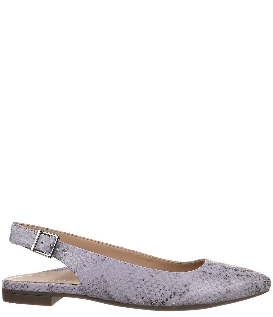 Vionic Jade Snake Print Leather Slingback Flats
