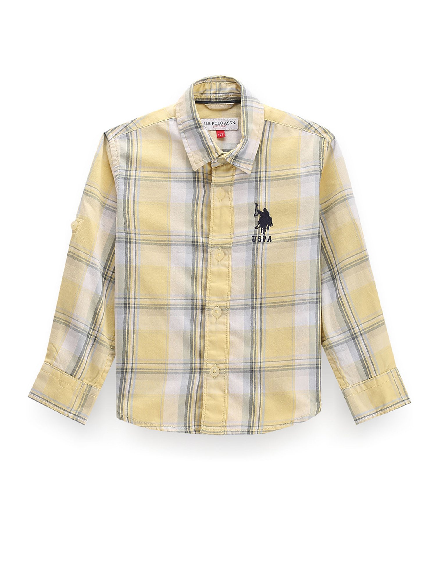U.S. Polo Assn. Kids Yellow Checks Full Sleeves Shirt