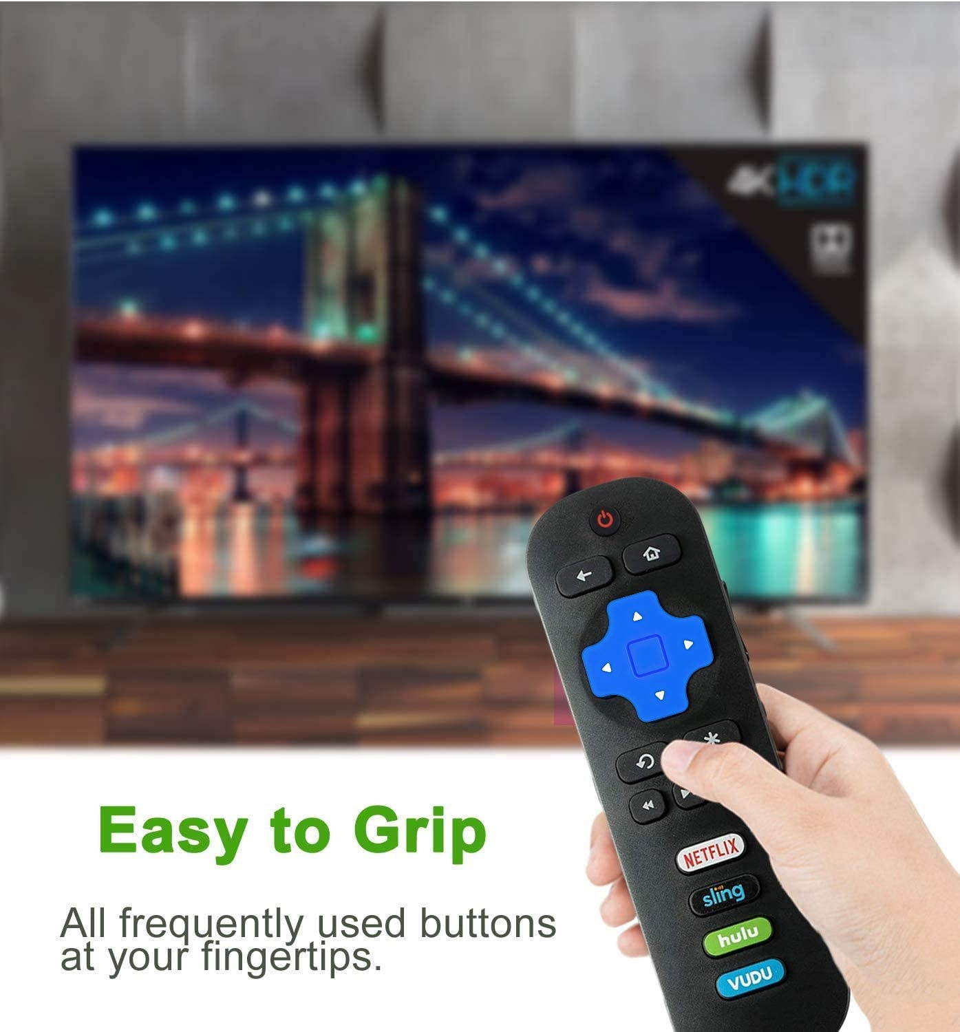 Bedycoon Pack of 2 Remote Control Compatible with TCL Roku TV Smart TV RC280 55UP120 55us57 55S401 32S3850 40FS3800 48FS3700 32S3800 48FS4610R with HULU VUDU Key 2017 2018 TCL tv roku,and Batteries