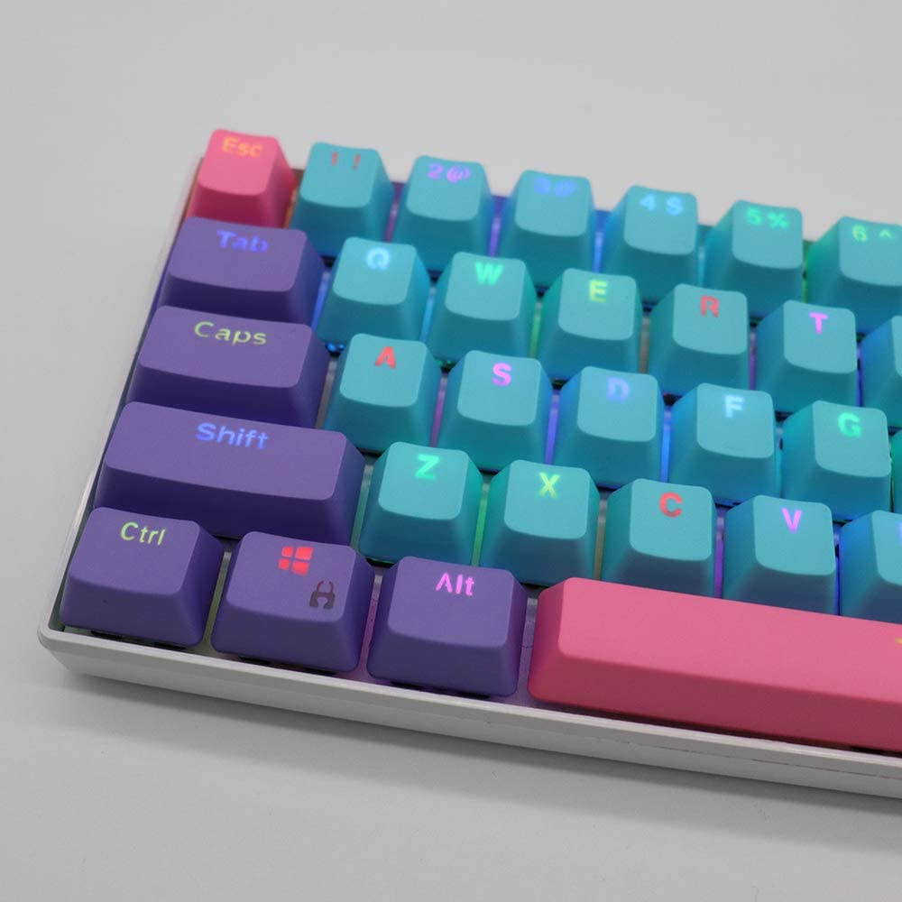 CUUWE 61 PBT Keycaps for 60 Percent Keyboard, Backlit Keycap Set for Mechanical Gaming Keyboard OEM Profile Keycaps with Key Puller for Cherry MX Switches GH60/RK61/GK61/Annie pro 2