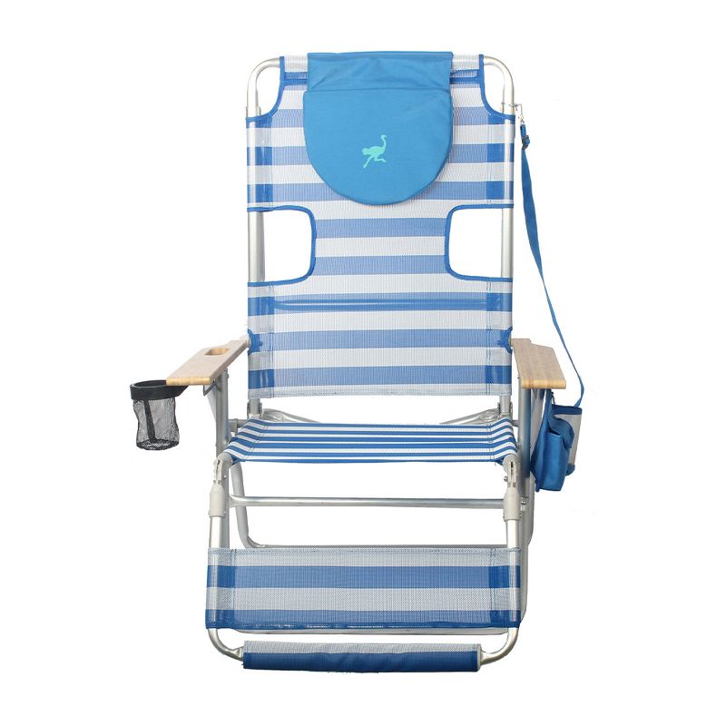 Copa Backpack Single Position Folding Aluminum Beach or Poolside Lounge Chair with Backpack Straps, Dark Blue