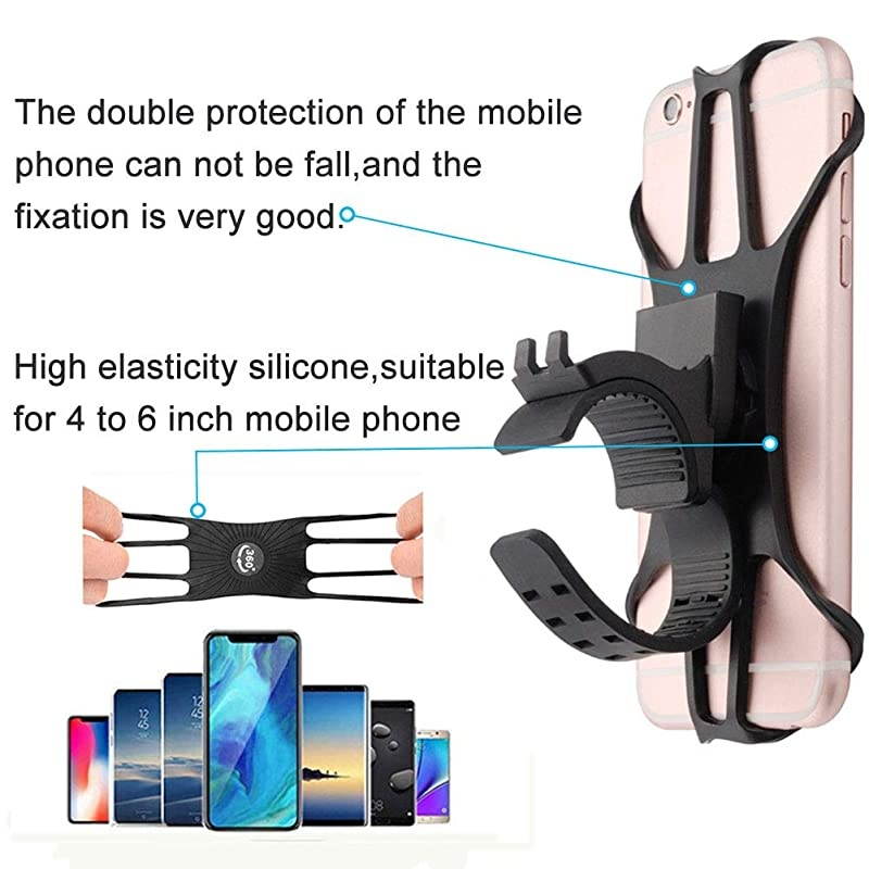 Bike Phone Mount Adult 360&deg; Rotation Separate Installation AntiFall Bicycle Handlebar Cradle Silicone Motorcycle Phone Holder for iPhone x 8 8plus Samsung Galaxy Huawei