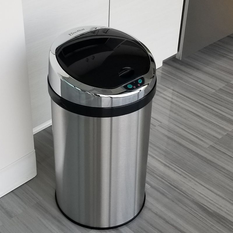 iTouchless Sensor Kitchen Trash Can with AbsorbX Odor Filter 8 Gallon Silver Stainless Steel