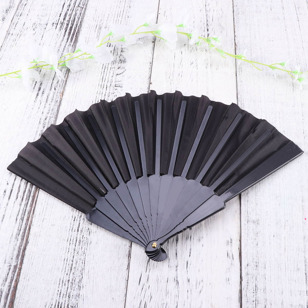 DIY Graffiti Hand-painted Plastic Fan Kindergarten Children Drawing Practice Blank Folding Fan (Black)