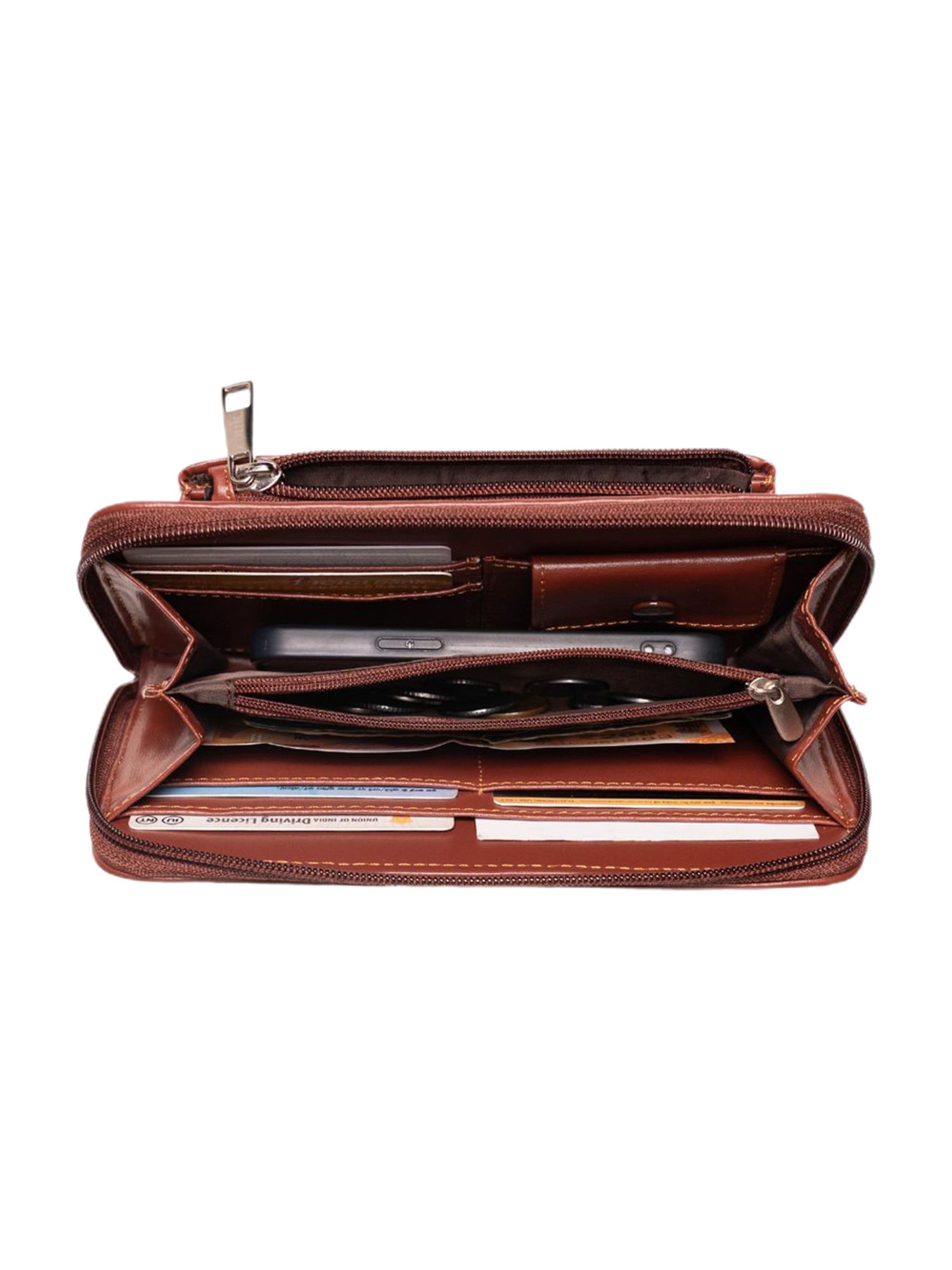 ZOUK Chittoor Blue Kalamkari Multicolor Printed Zip Around Wallet for Women