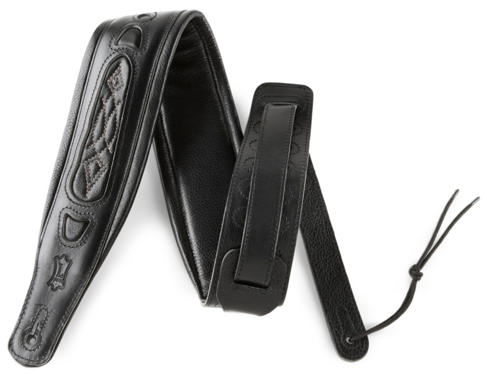 Levy's PM31-BLK 3" Garment Padded Leather Strap Windows/Stitching - Black