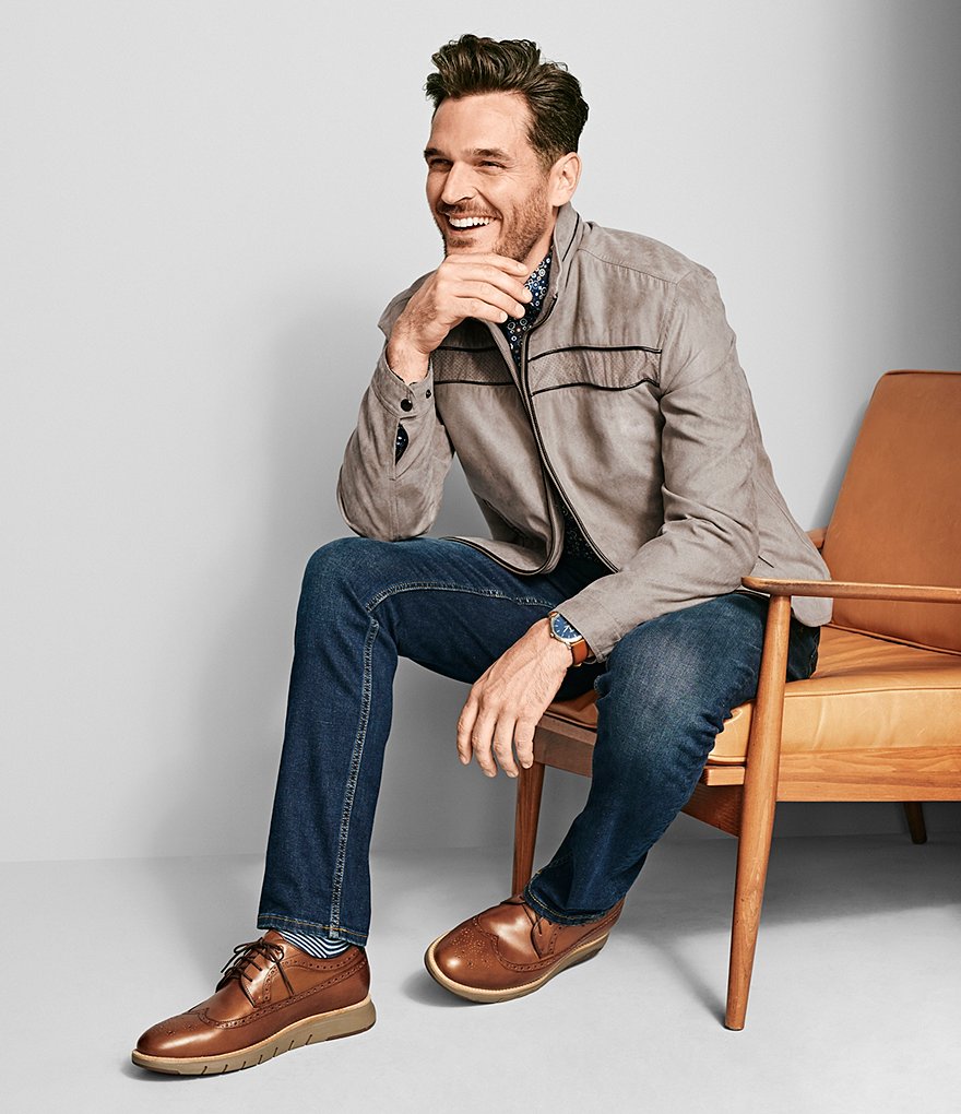 Johnston & Murphy Faux Suede Full-Zip Jacket