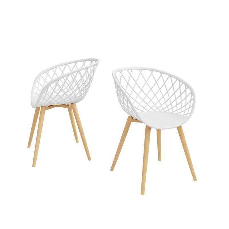 Set of 2 Kurv Mini Kids' Chairs White/Natural - Jamesdar