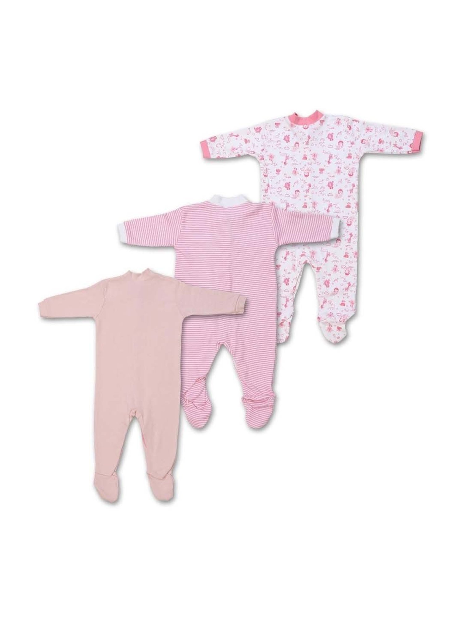 poplins Kids Multicolor Cotton Printed Full Sleeves Rompers (Pack of 3)