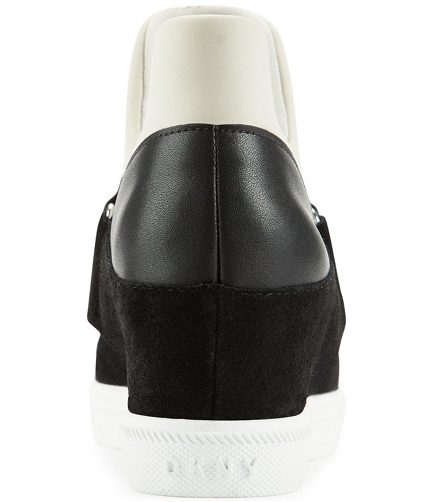 DKNY Cosmos Logo Strap Colorblock Slip On Wedge Sneakers