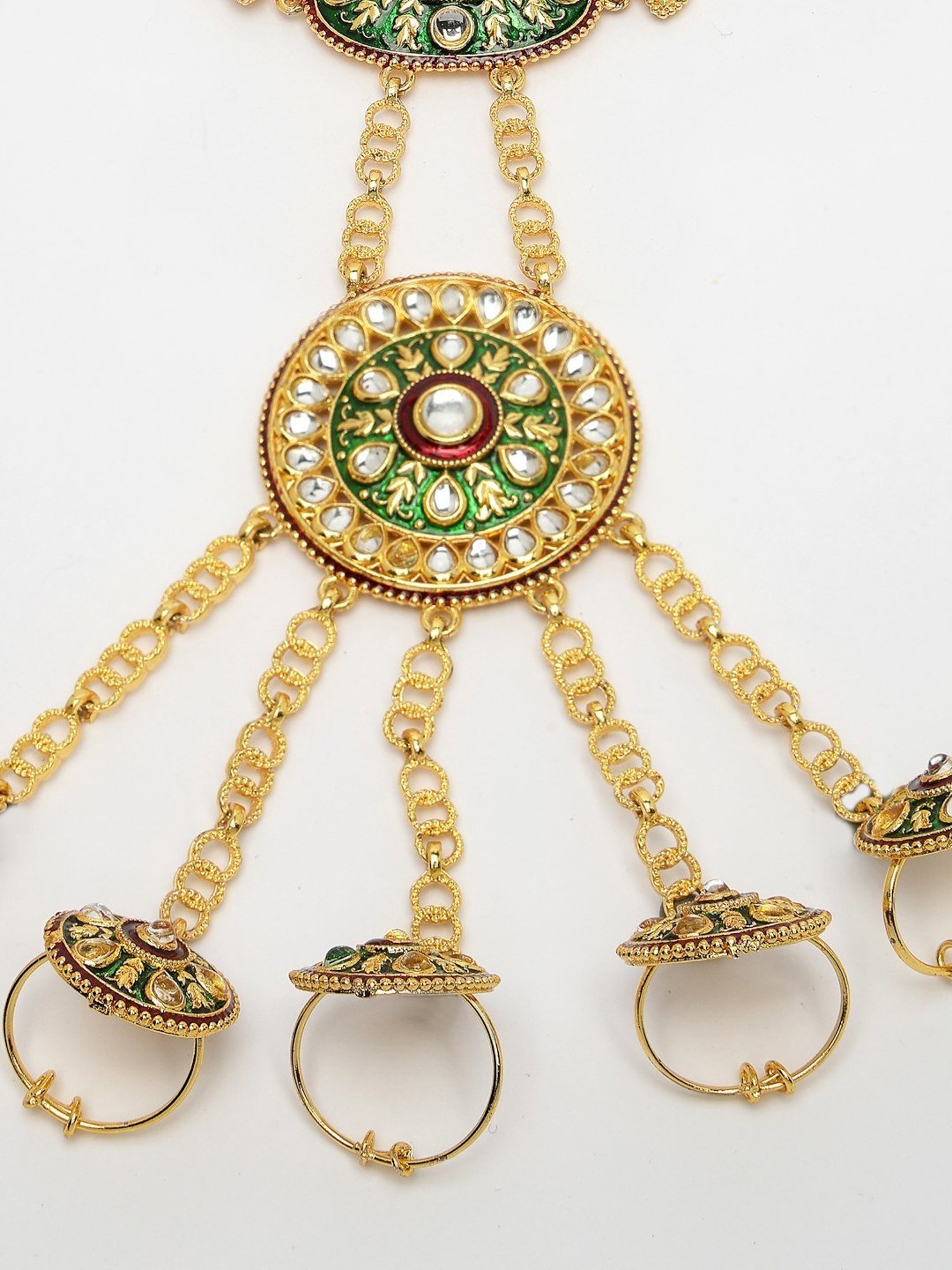 NVR Women's Gold-Plated CZ Stone-Studded Handcrafted Ring Bracelet