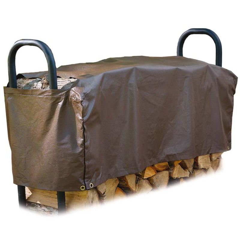 Plow & Hearth - Heavy Duty Steel Firewood Log Rack And Cover Set, 96" L x 13" W x 45" H