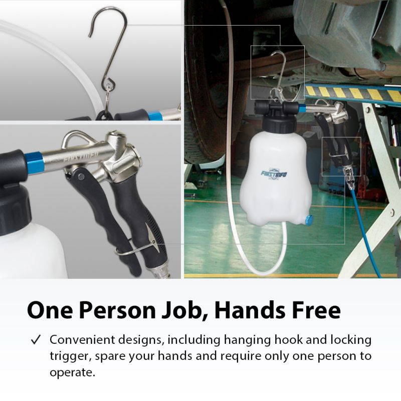 FIRSTINFO 1.1 Liter Pneumatic Brake Fluid Vacuum Extractor and Automatic Brake Fluid / OIil Bleeder Pump Tool