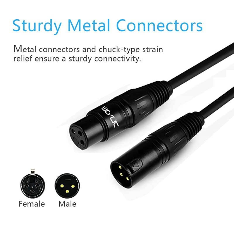 32 ft Flexible DMX Cable  GoldPlated 3 Pin Male to Female XLR Cable DMX Wire Best for DJ Stage Light Moving Head Par Lights 6 Pack