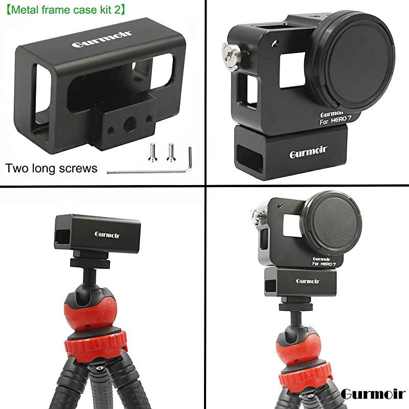 Case Microphone Adapter for Gopro Hero 7 BlackHero 6Hero 5 Action Camera Aluminum Metal Cage Accessories Setup Vlogging Video Recording Kit