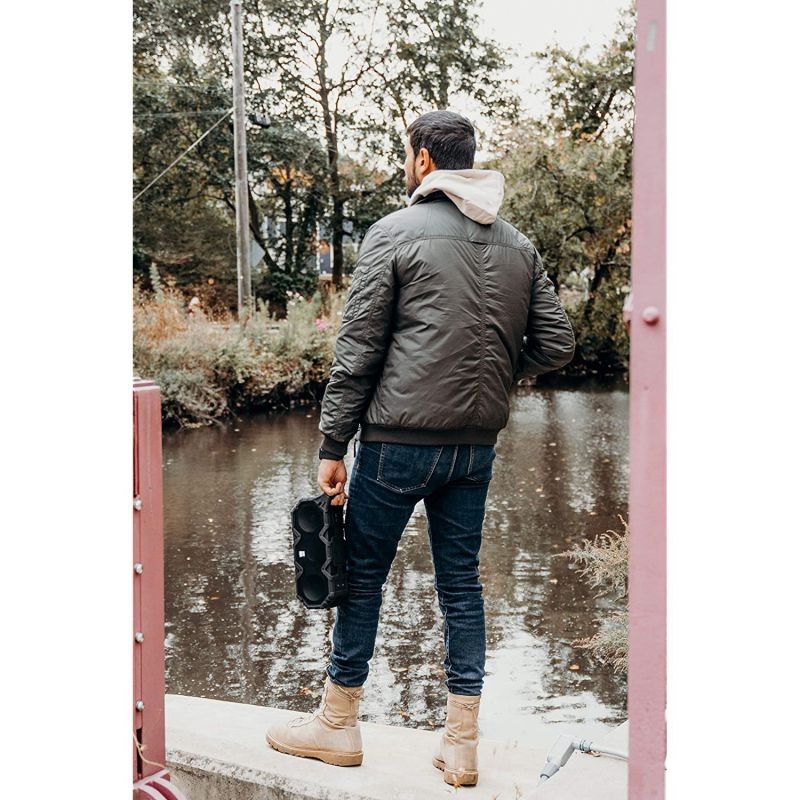 Altec Lansing Super LifeJacket Jolt with Lights, Built in Qi Wireless Charger, Waterproof, Snowproof, Shockproof and it Floats in Water, Up to 30 Hour Battery Life, Black