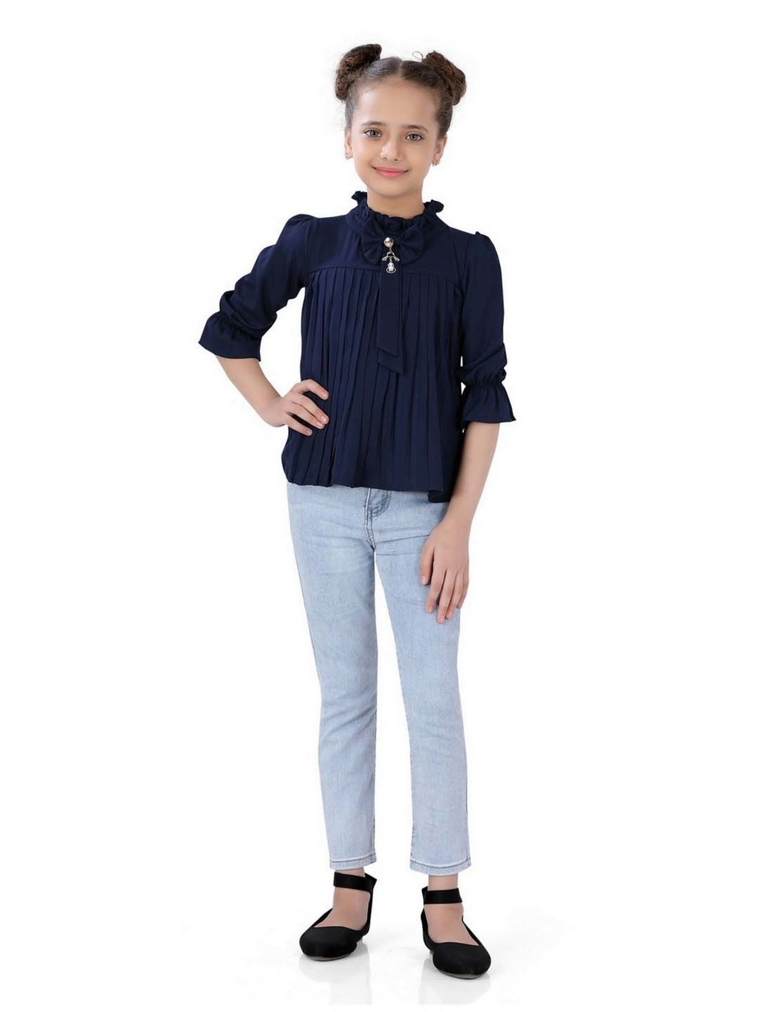 poplins Kids Navy Cotton Regular Fit Top